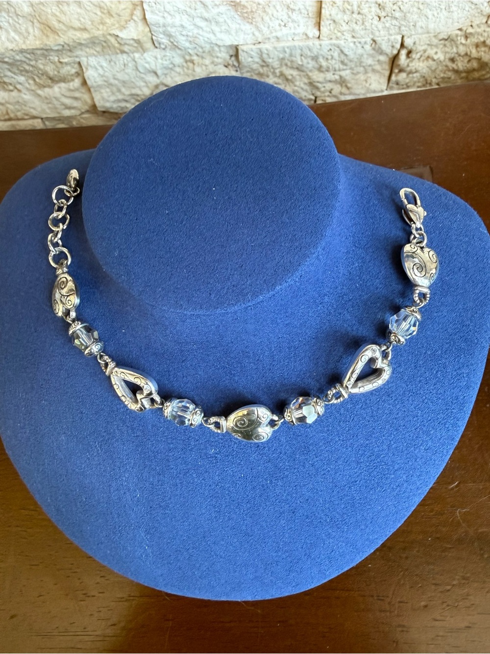 Brighton Silver Heart and Crystal Bracelet - Silver
